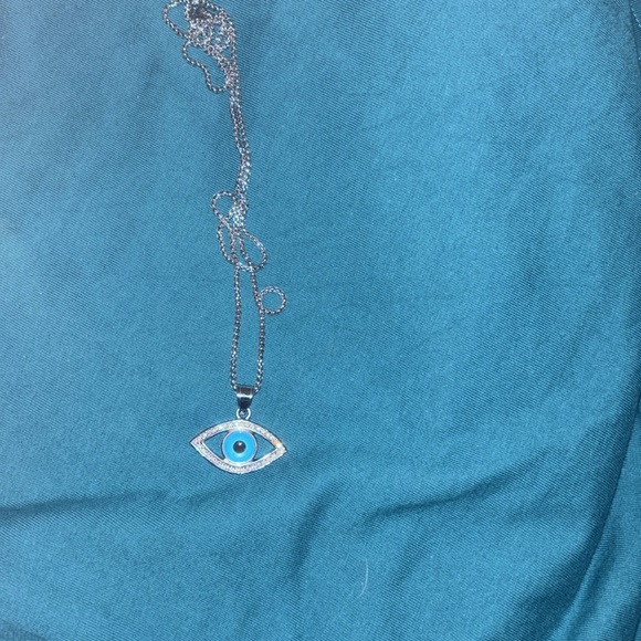 Large Evil eye Silver pendant with chain - Picture 2 of 2